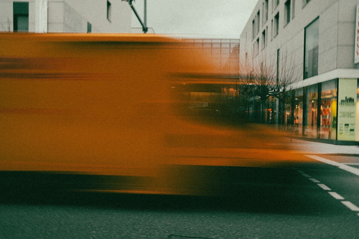 a blurry photo of a city street